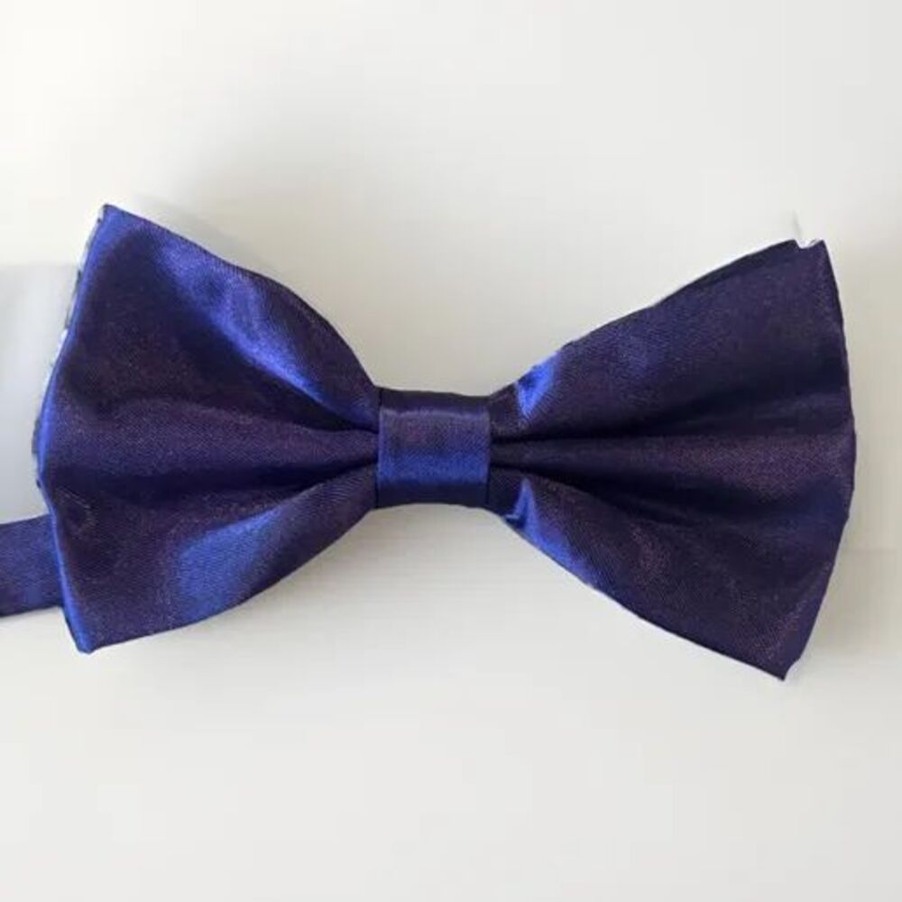 Men's Purple Glossy Solid Pattern 2” X 4.5 Inch Pre-Tied Adjustable Bow Tie